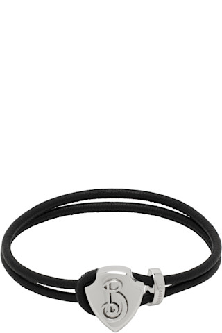 BURBERRY♡ ブラック Bシールド レザー ブレスレット Burberryのブラック Bシールド レザー ブレスレットがセール中