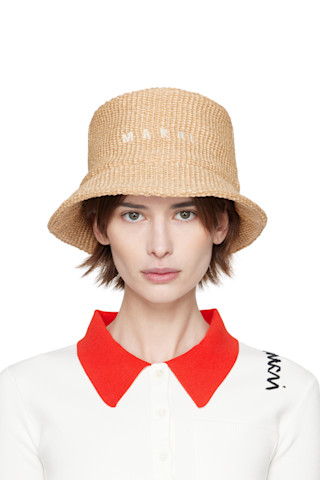 【関税込み】Marni ベージュ Rafia バケットハット Marniのベージュ Rafia バケットハットがセール中