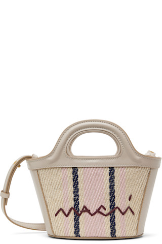【MARNI】オフホワイト&グレーマイクロ Tropicaliaトートバッグ Off-White & Gray Tropicalia Micro Tote by Marni on Sale