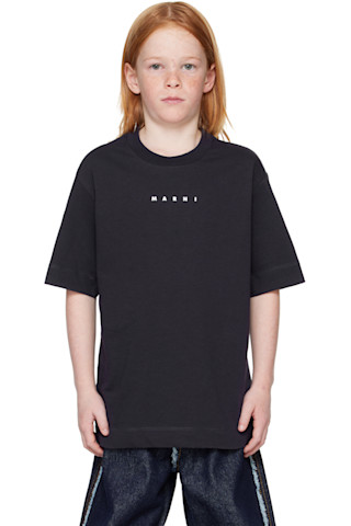 Marni キッズ｜ネイビー ロゴ Tシャツ | SSENSE 日本