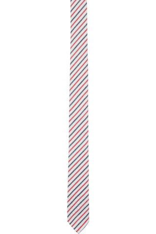Thom Browne| (CLASSIC TIE IN WIDE UNI STRIPE MADRAS COT White Wide Uni Stripe Madras Cotton Tie by Thom Browne on Sale