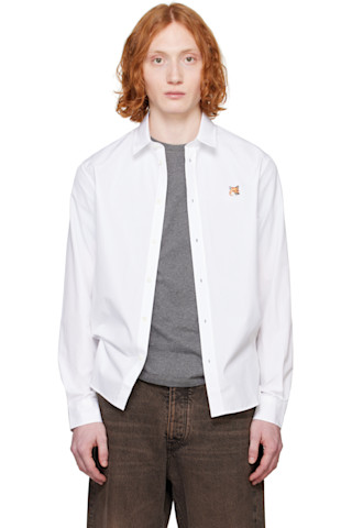 White Fox Head Classic Shirt by Maison Kitsuné on Sale