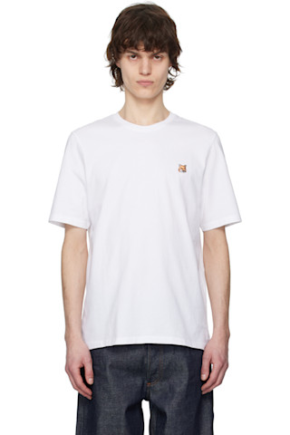 White Fox Head Patch Regular T-shirt by Maison Kitsuné on Sale
