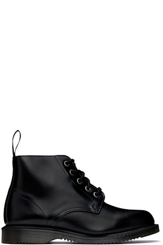 Dr. Martens: Black Emmeline Smooth Lace Up Boots | SSENSE Canada