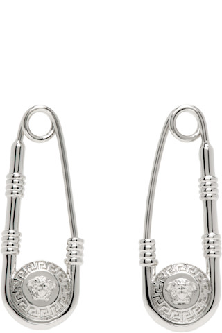 VERSACE シルバートーン セーフティーピン ピアス 人気 251404M144005_1.jpg