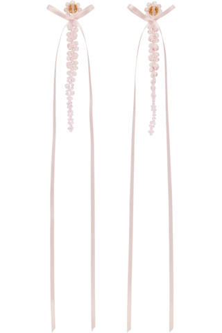 simone rocha リボンクリスタルドロップピアス Simone Rochaのピンク Slim Bow Ribbon Drip ピアスがセール中