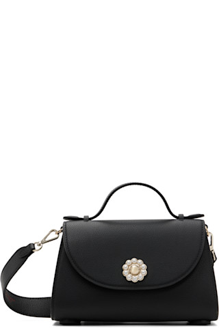 【Simone Rocha】バレンタインレザーショルダーバッグ Simone Rochaのブラック Beaded Pochette Valentine クロス