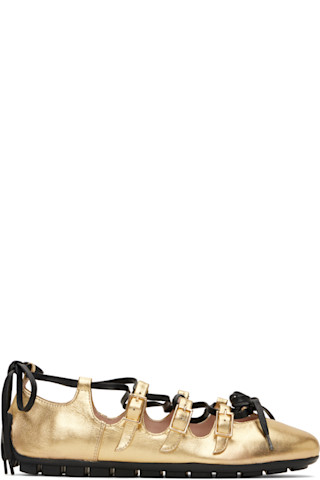 ★Simone Rocha★関税込♪日本未入荷♪Grip ギリ- バレエシュ-ズ Simone Rochaのゴールド Grip ギリー バレエシューズがセール中