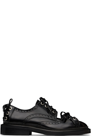 【Simone Rocha】ブラック Multi-Lace カットアウト ブローグ Simone Rochaのブラック Multi-Lace カットアウト ブローグが