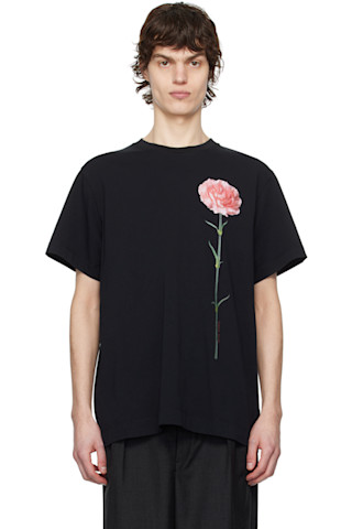 Simone Rochaのブラック カーネーション プリント 半袖Tシャツが