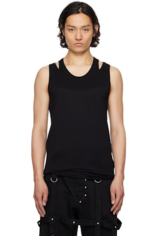 トップス 11SS JULIUS Docking Layerd Tank Top Black Layered Tank Top by Julius on Sale
