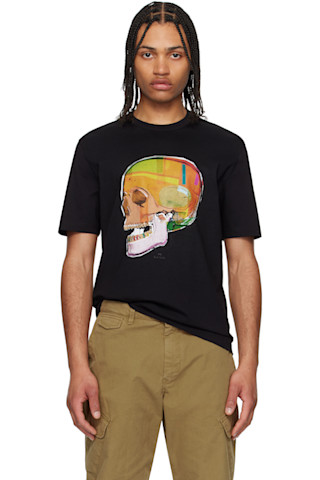 ★Paul Smith★スカルプリンティングTシャツ PS by Paul Smithのブラック 'Skull Sketch' プリントTシャツが