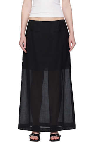 スカート AMOMENTO sheer maxi long skirt Amomento Amomento Sheer Maxi Long Skirt in Black | Parallel