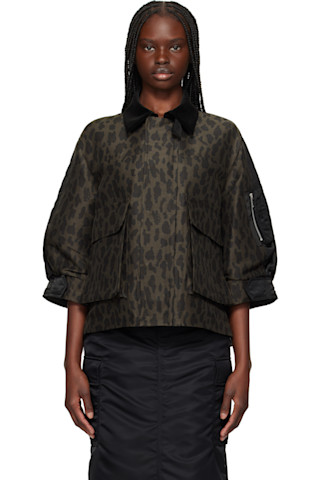 sacai Leopard Print x Nylon Twill Jacket