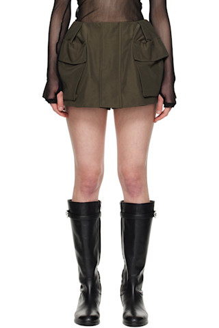 【sacai】カーキ Grosgrain スコート sacai: カーキ Grosgrain スコート | SSENSE 日本