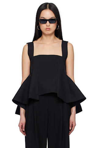 sacai: Black Matelasse Twill Mix Pullover Tank Top | SSENSE sacai: Black Matelasse Twill Mix Pullover Tank Top | SSENSE