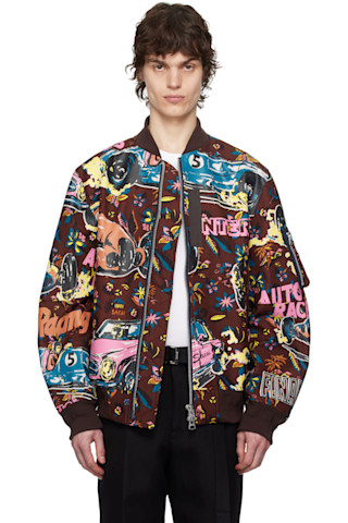 sacai - Amber0901 Taupe Suiting Bonding Bomber Jacket by sacai on Sale