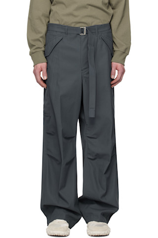 sacai: Blue Cotton Twill Cargo Pants | SSENSE sacai: Blue Cotton Twill Cargo Pants | SSENSE