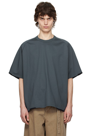 sacai: Blue Cotton Jersey T-shirt | SSENSE sacai: Blue Cotton Jersey T-shirt | SSENSE