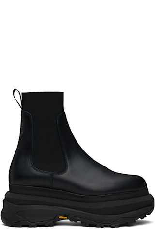sacai: Black Leather Chelsea Boots | SSENSE sacai: Black Leather Chelsea Boots | SSENSE