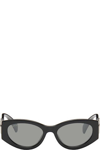 GUCCI ブラック キャットアイフレーム サングラス Gucciのブラック キャットアイフレーム サングラスがセール中