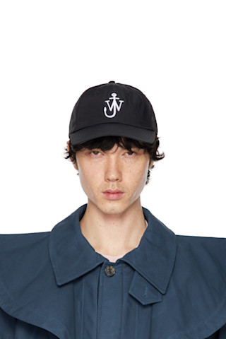 新品未使用品 JW ANDERSON 黒 キャップ パッチ付 JW Anderson: ブラック Anchor ロゴ ベースボールキャップ
