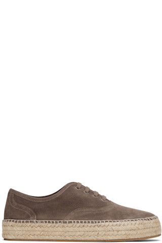 【関税込み】JW Anderson エスパドリーユ JW Andersonのトープ Lace-Front スエード プラットフォーム
