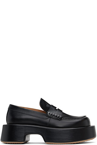 【関税込み】JW Anderson ブラック プラットフォーム ローファー JW Anderson: ブラック プラットフォーム ローファー | SSENSE 日本
