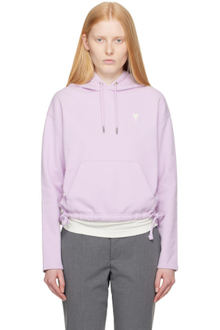 AMI Paris: Purple Cotton Ami de Coeur Hoodie | SSENSE