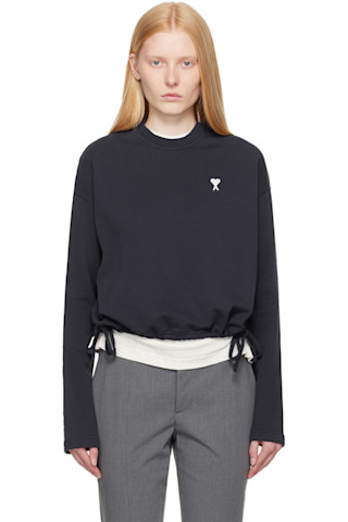 ami ネイビー トレーナー　XS ネイビー（紺）系 AMI PARIS(アミ パリス) スウェット