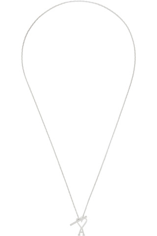 AMI Paris: シルバー Ami de Coeur チェーンネックレス | SSENSE 日本