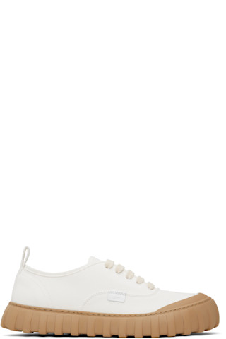 AMI Parisのオフホワイト Tempo コットンキャンバス ローカット AMI Parisのオフホワイト Tempo コットンキャンバス ローカット