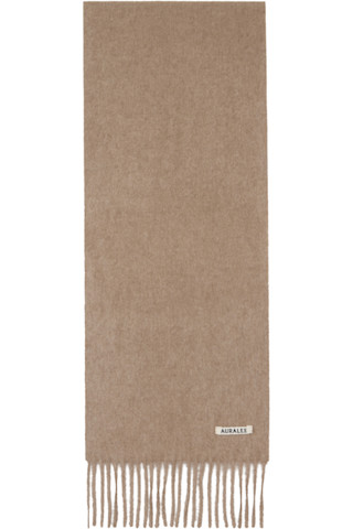 AURALEE: Taupe Baby Cashmere Long Stole Scarf | SSENSE AURALEE: Taupe Baby Cashmere Long Stole Scarf | SSENSE
