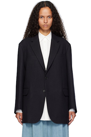 AURALEE: Black Light Melton Blazer | SSENSE AURALEE: Black Light Melton Blazer | SSENSE