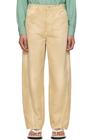 AURALEE: Beige Organic Cotton Duck Trousers | SSENSE AURALEE: Beige Organic Cotton Duck Trousers | SSENSE
