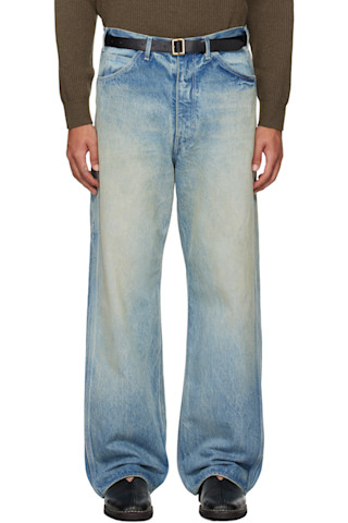 AURALEE: Blue Selvedge Faded Heavy Painter Jeans | SSENSE AURALEE: Blue Selvedge Faded Heavy Painter Jeans | SSENSE