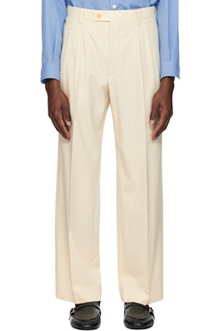 AURALEE: Off-White Super Fine Tropical Wool Two-Tuck AURALEE: Off-White Super Fine Tropical Wool Two-Tuck