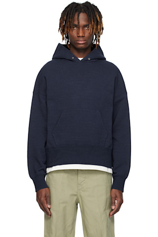 【関税込み】visvim ネイビー Court P.O. フーディ visvim: ネイビー Court P.O. フーディ | SSENSE 日本