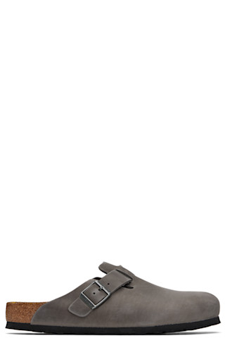 Birkenstock: グレー Boston Soft Footbed レギュラー クロッグ