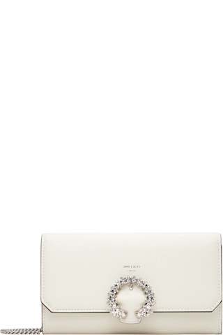 【関税込み】Jimmy Choo オフホワイト チェーンウォレットバッグ Off-White Wallet Chain & Crystal Bag by Jimmy Choo on Sale
