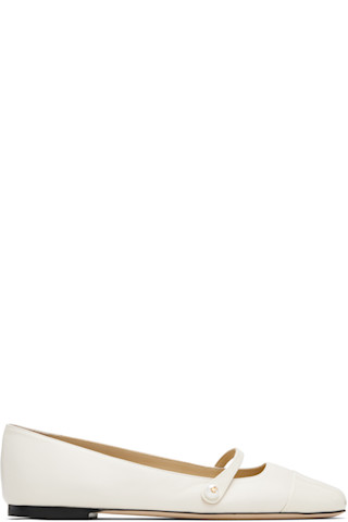 【関税込み】Jimmy Choo オフホワイト Elisa フラットシューズ Jimmy Choo: オフホワイト Elisa フラットシューズ | SSENSE 日本