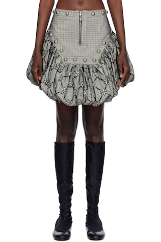 Chopova Lowena: Green & Black Backtuck Miniskirt | SSENSE Chopova Lowena: Green & Black Backtuck Miniskirt | SSENSE