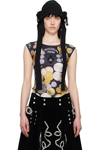 Black Angelica Coin Short Sleeve Top by Chopova Lowena on Sale