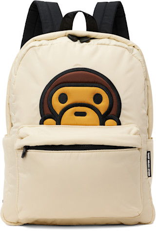 バックパック・リュック BAPE Baby Milo Check Sherpa Medium Backpack Beige Brown 251546F042008_1.jpg