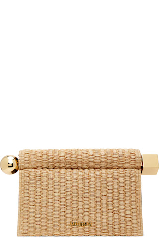 人気!JACQUEMUS ベージュ&ブラック'The Rond Carre' ポーチ JACQUEMUS: Beige & Black La Croisière 'The Rond Carré' Pouch