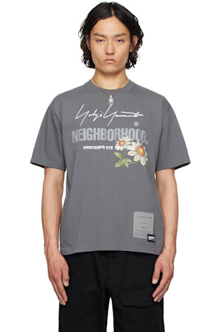 YOHJI YAMAMOTO: グレー NEIGHBORHOODエディション SS-1 半袖Tシャツ  