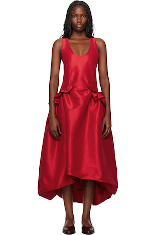 【関税込み】Kika Vargas SSENSE限定 レッド Ramya マキシドレス SSENSE Exclusive Red Ramya Midi Dress by Kika Vargas on Sale