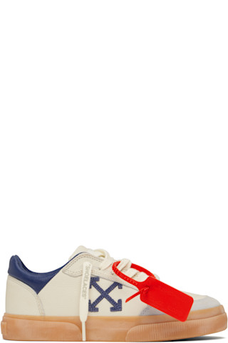 Off-White & Blue Vulcanized Vintage Sneakers by Off-White on Sale