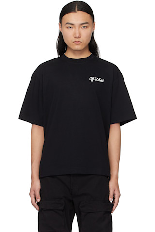 国内発送☆Off-White☆SCRIPT SKATE S/S TEE/BLACK/WHITE Black Script Skate T-shirt by Off-White on Sale