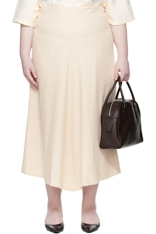 스튜디오 니콜슨 오프 화이트 매 키크 프런트 미디 스커트